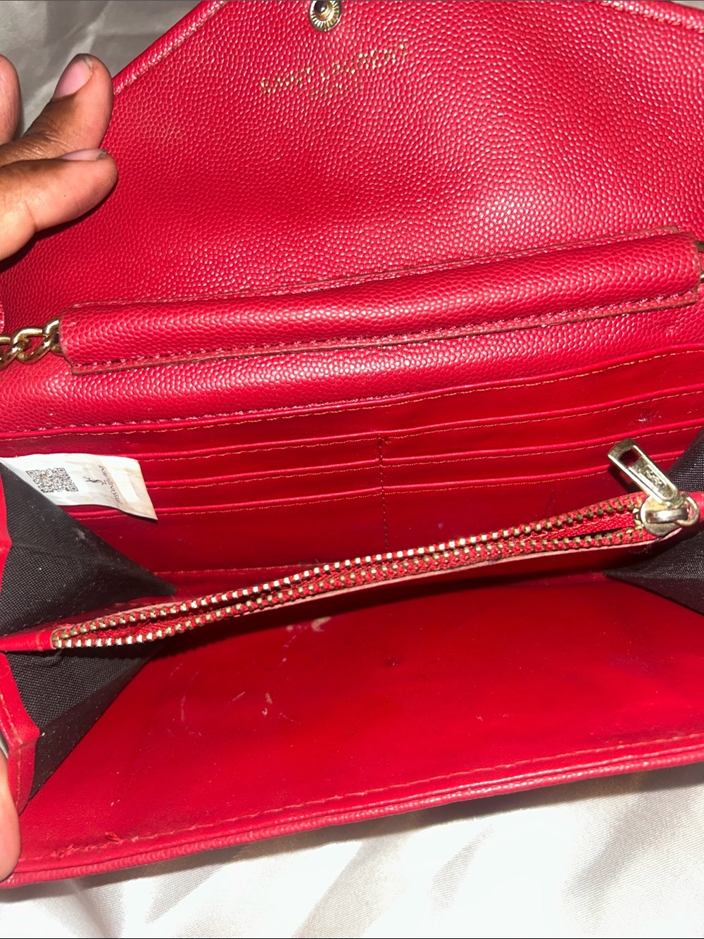 Saint Laurent Red Quilted Leather Chain Crossbody Wallet - Picture 3 of 4